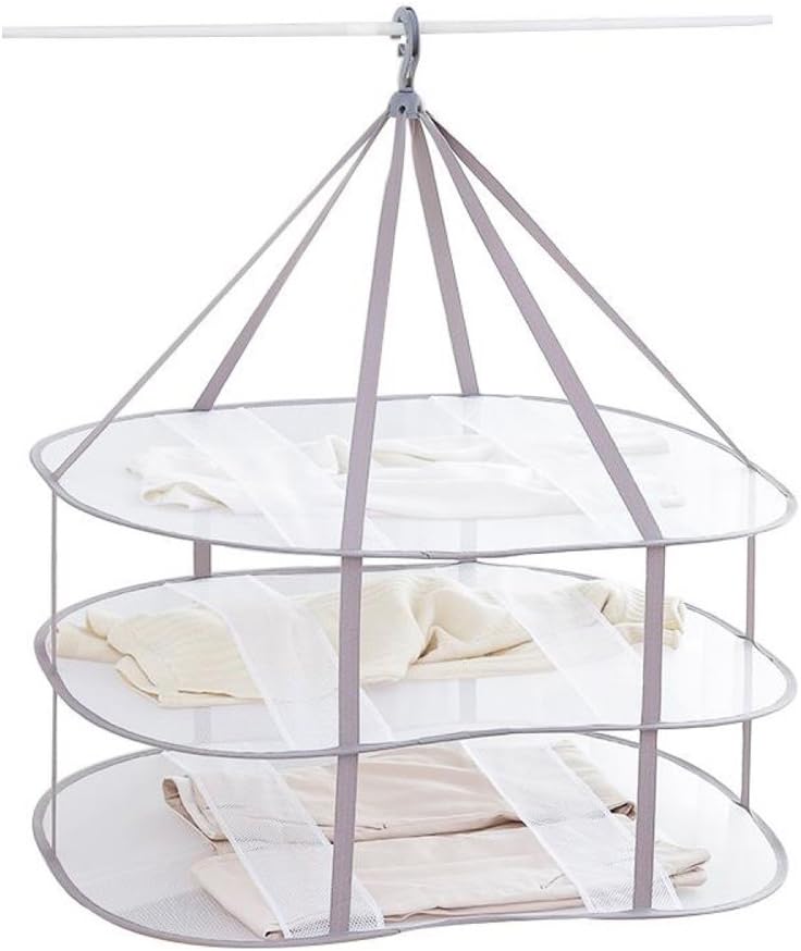 3-Tier Folding Clothes Drying Rack for Flat Drying Wool & Sweaters - Maintains Shape & Prevents Stretching - Space Saving Design - Image 1