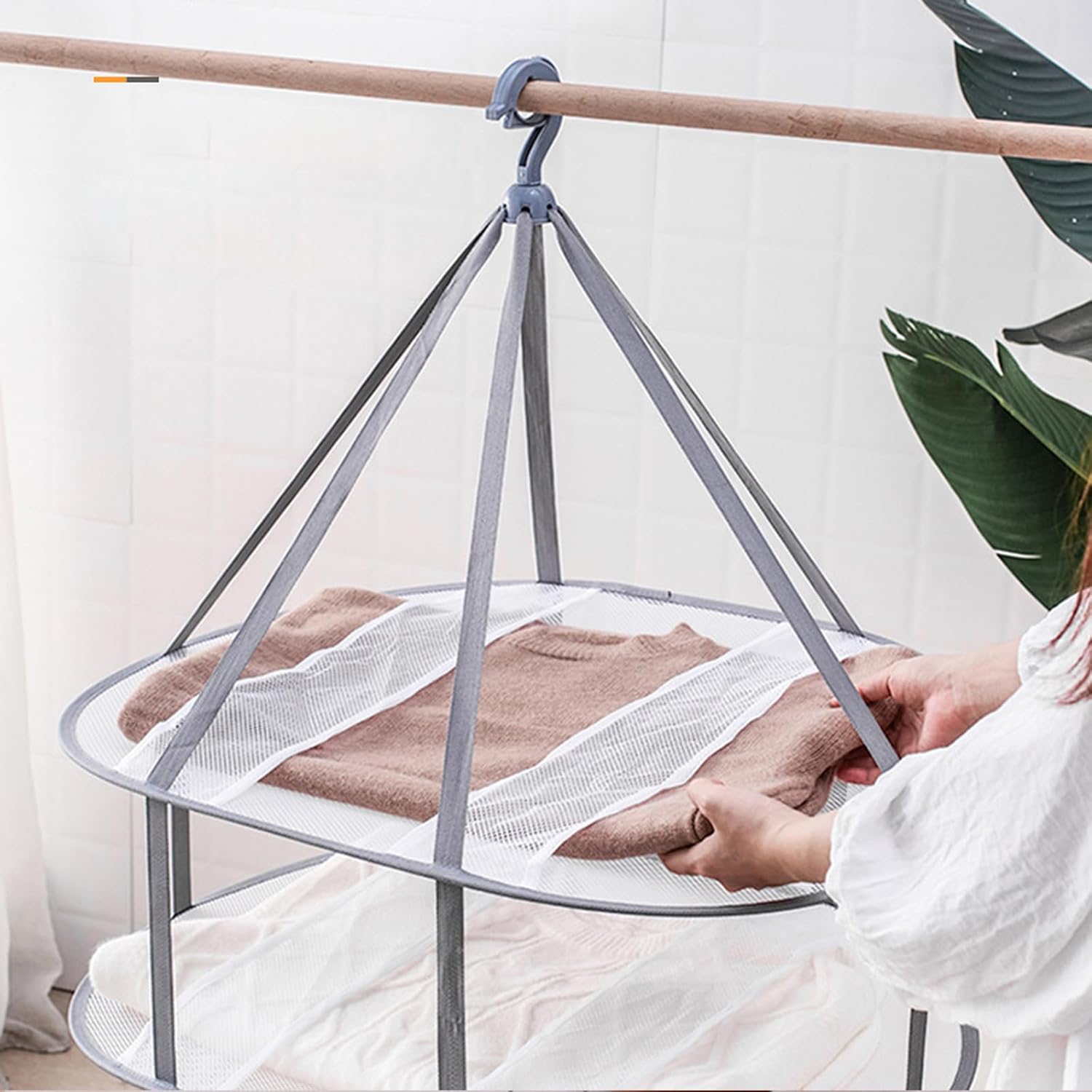 3-Tier Folding Clothes Drying Rack for Flat Drying Wool & Sweaters - Maintains Shape & Prevents Stretching - Space Saving Design - Image 2