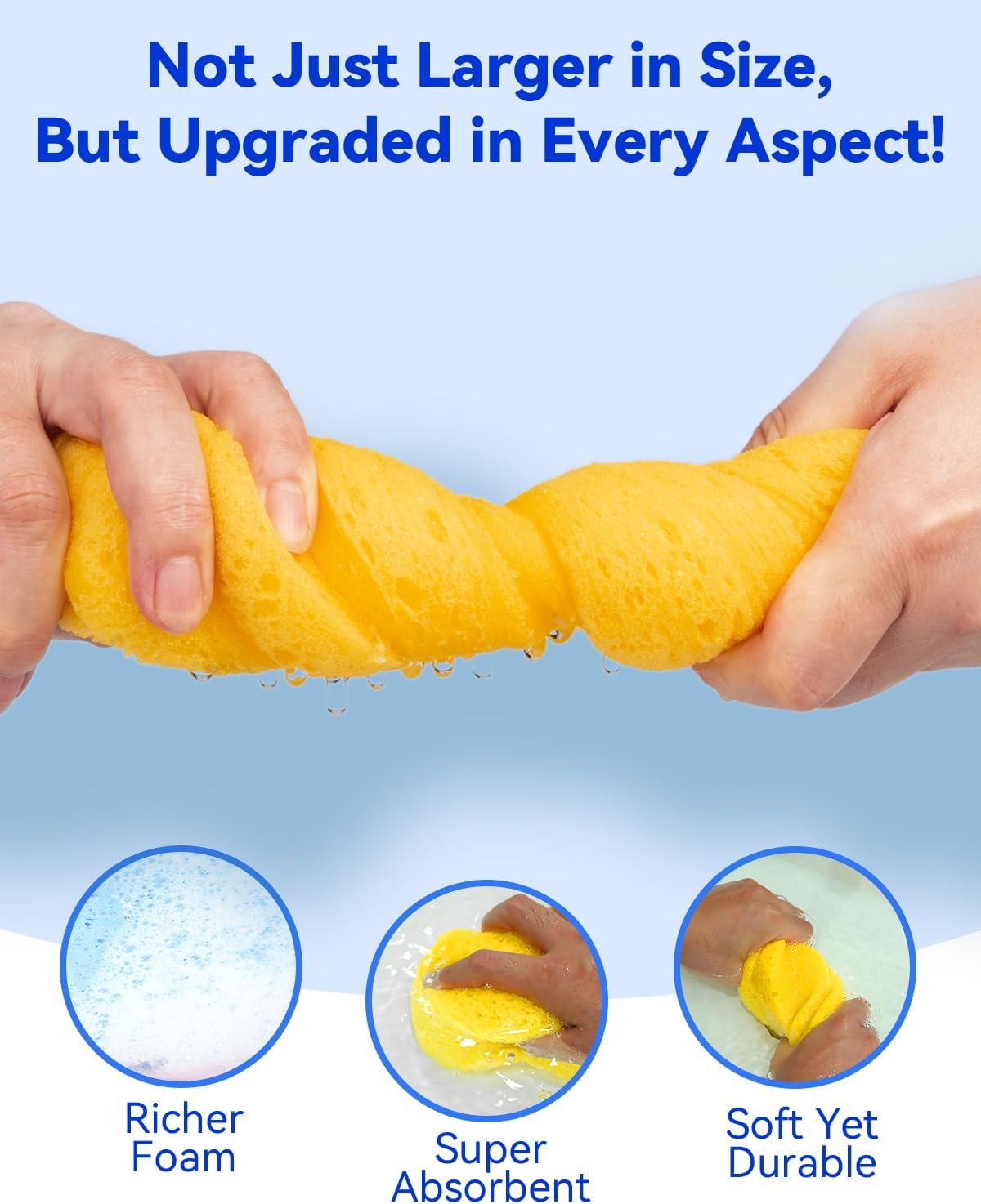 1 Piece Yellow Soft Sponge Large Car Cleaning Sponge Multifunctional Cleaning Sponge Easy to Use Thickened Foam Rubber Large Boat Shaped Sponge Suitable for Kitchen Bathroom Home Cleaning - Image 5