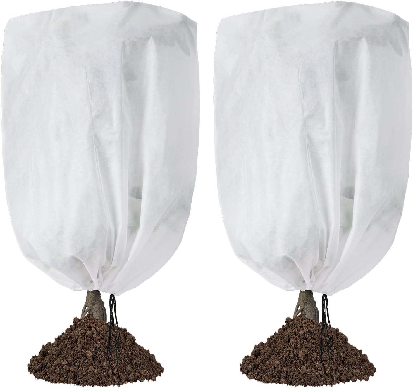2 Pack Frost Protection Plant Covers White Frost Resistant Fabric Tree Cover with Drawstring Outdoor Greenhouse Winter Protection for Plants Shrubs Potted Plants - Image 1