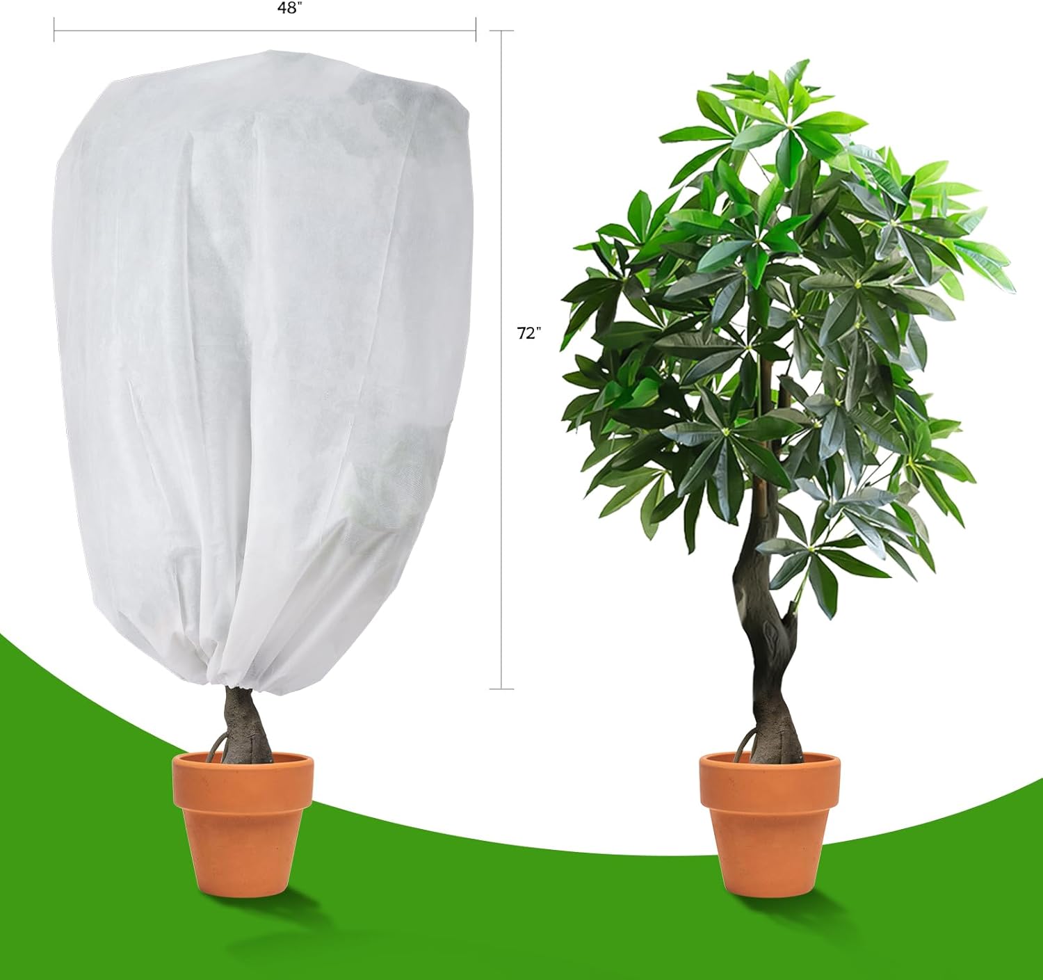 2 Pack Frost Protection Plant Covers White Frost Resistant Fabric Tree Cover with Drawstring Outdoor Greenhouse Winter Protection for Plants Shrubs Potted Plants - Image 4
