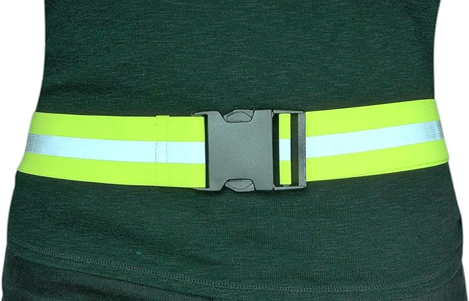 Green Reflective Elastic Waistband Adjustable Glow in the Dark Retro Style for Running Walking Motorcycling - Image 2