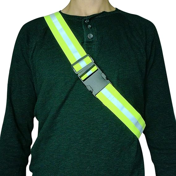 Green Reflective Elastic Waistband Adjustable Glow in the Dark Retro Style for Running Walking Motorcycling - Image 3