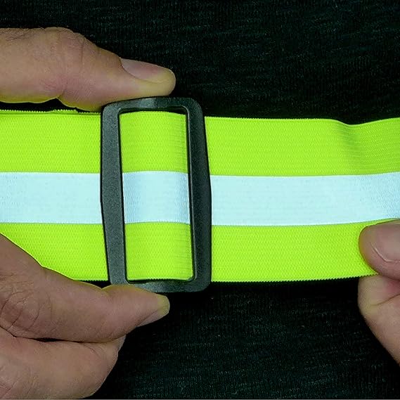 Green Reflective Elastic Waistband Adjustable Glow in the Dark Retro Style for Running Walking Motorcycling - Image 6