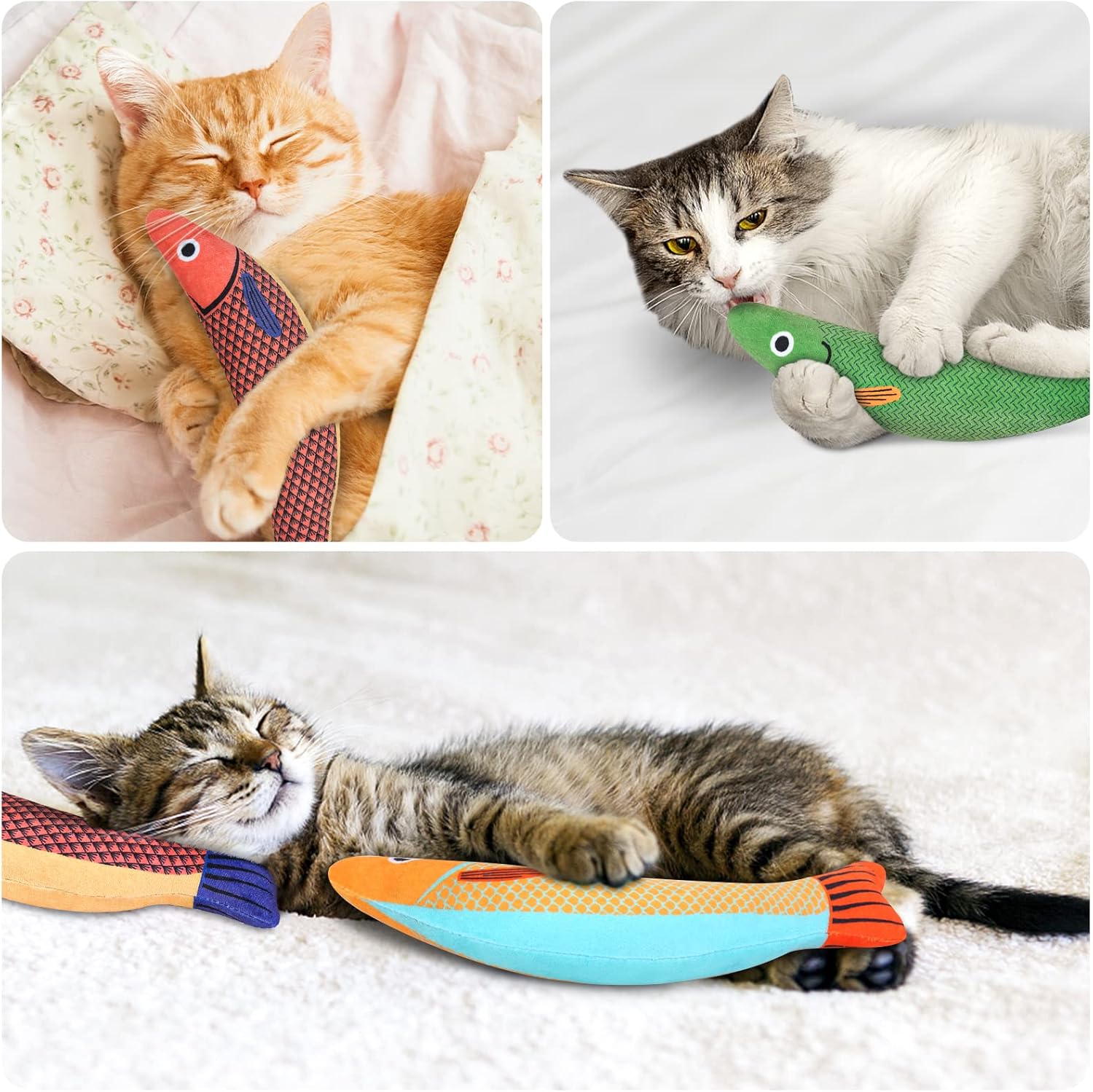 3-Piece Catnip Toy Set Interactive Plush Cartoon Cat Chew Toys Durable Indoor Kitten Playthings - Image 6