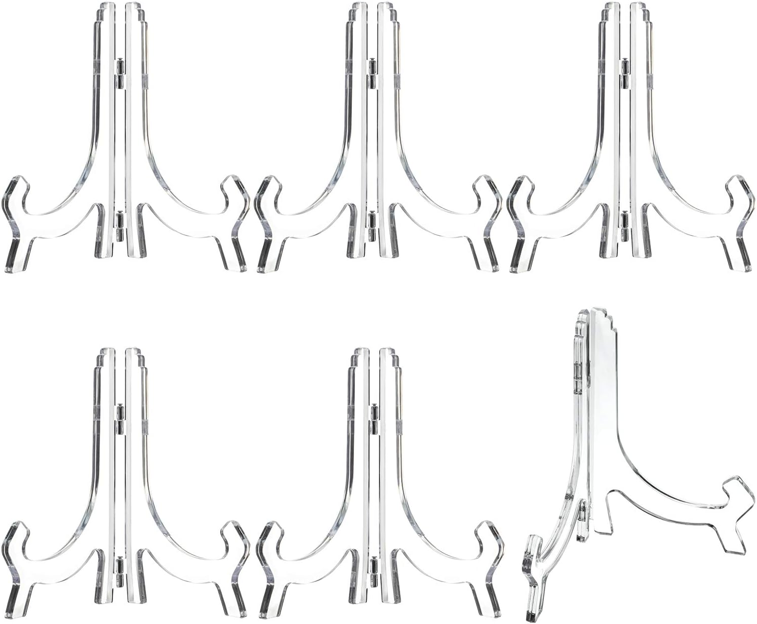 6 Pack Clear Acrylic Display Easels Stand - Perfect for Books Photo Frames Signs - Versatile Desktop Countertop Display Shelf - Image 1