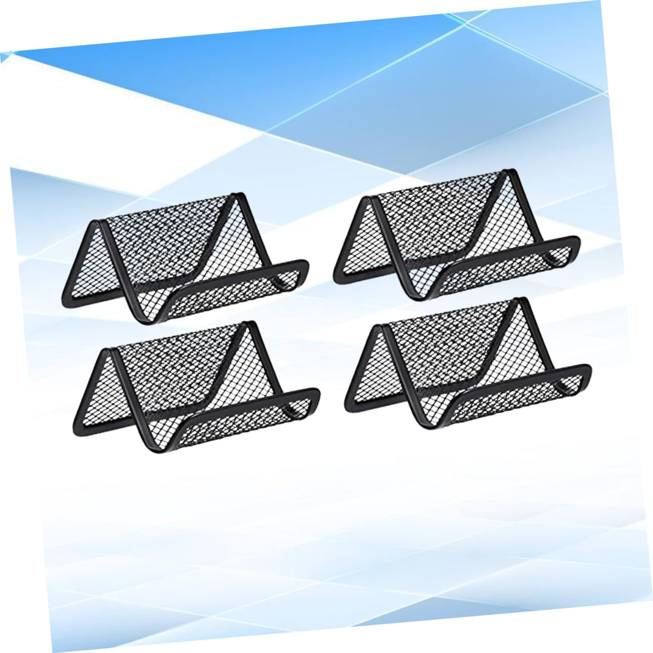4 Pack Black Metal Business Card Holder - Office Desk Card Holder - Professional Business Card Case - Image 1