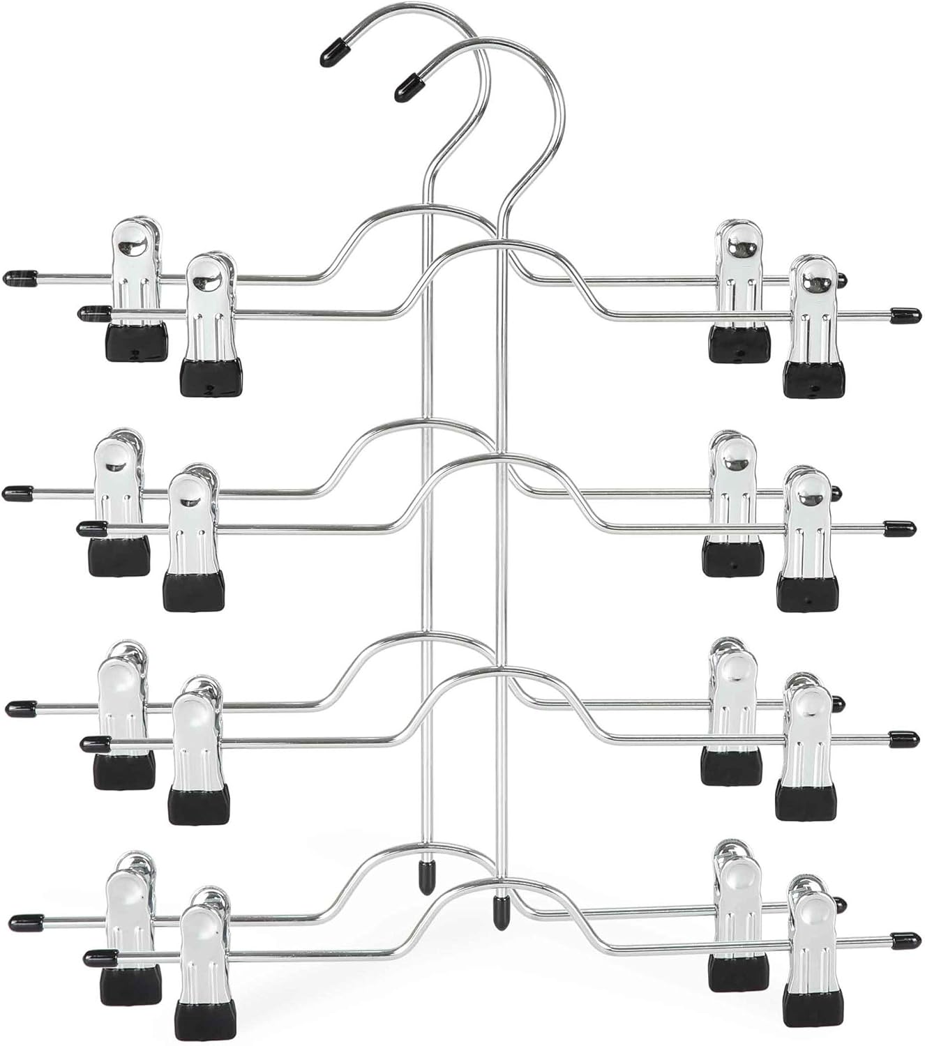 2 Pack Black Pants Hangers with Adjustable Clips Non-Slip Space Saving for Jeans Shorts Skirts Dresses Hand Towels in Laundry Room - Image 1