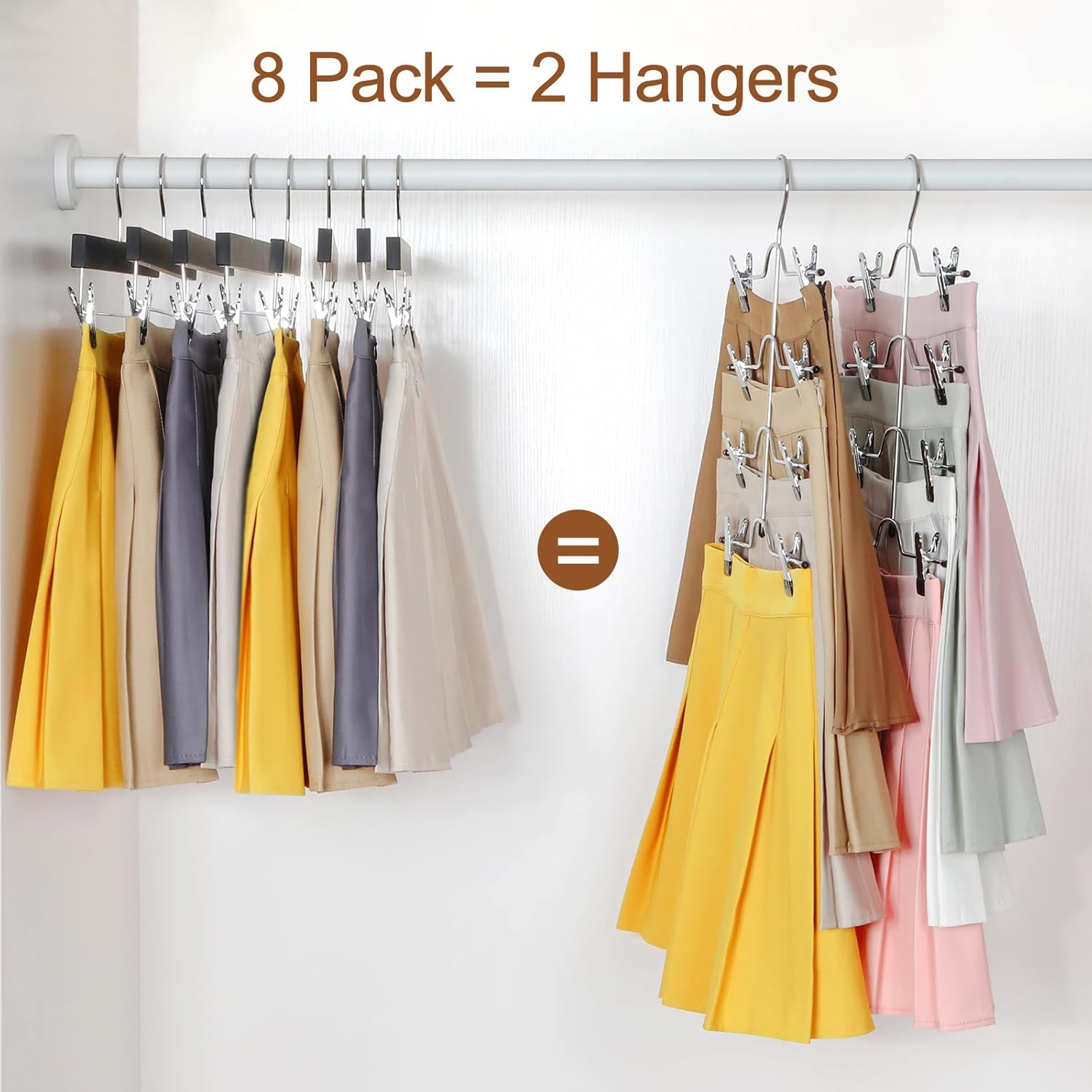 2 Pack Black Pants Hangers with Adjustable Clips Non-Slip Space Saving for Jeans Shorts Skirts Dresses Hand Towels in Laundry Room - Image 3