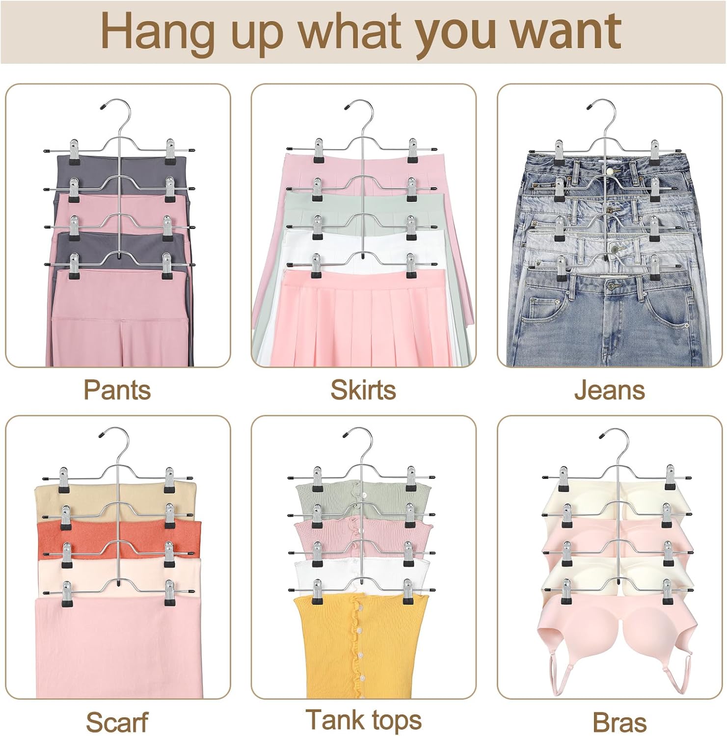 2 Pack Black Pants Hangers with Adjustable Clips Non-Slip Space Saving for Jeans Shorts Skirts Dresses Hand Towels in Laundry Room - Image 6