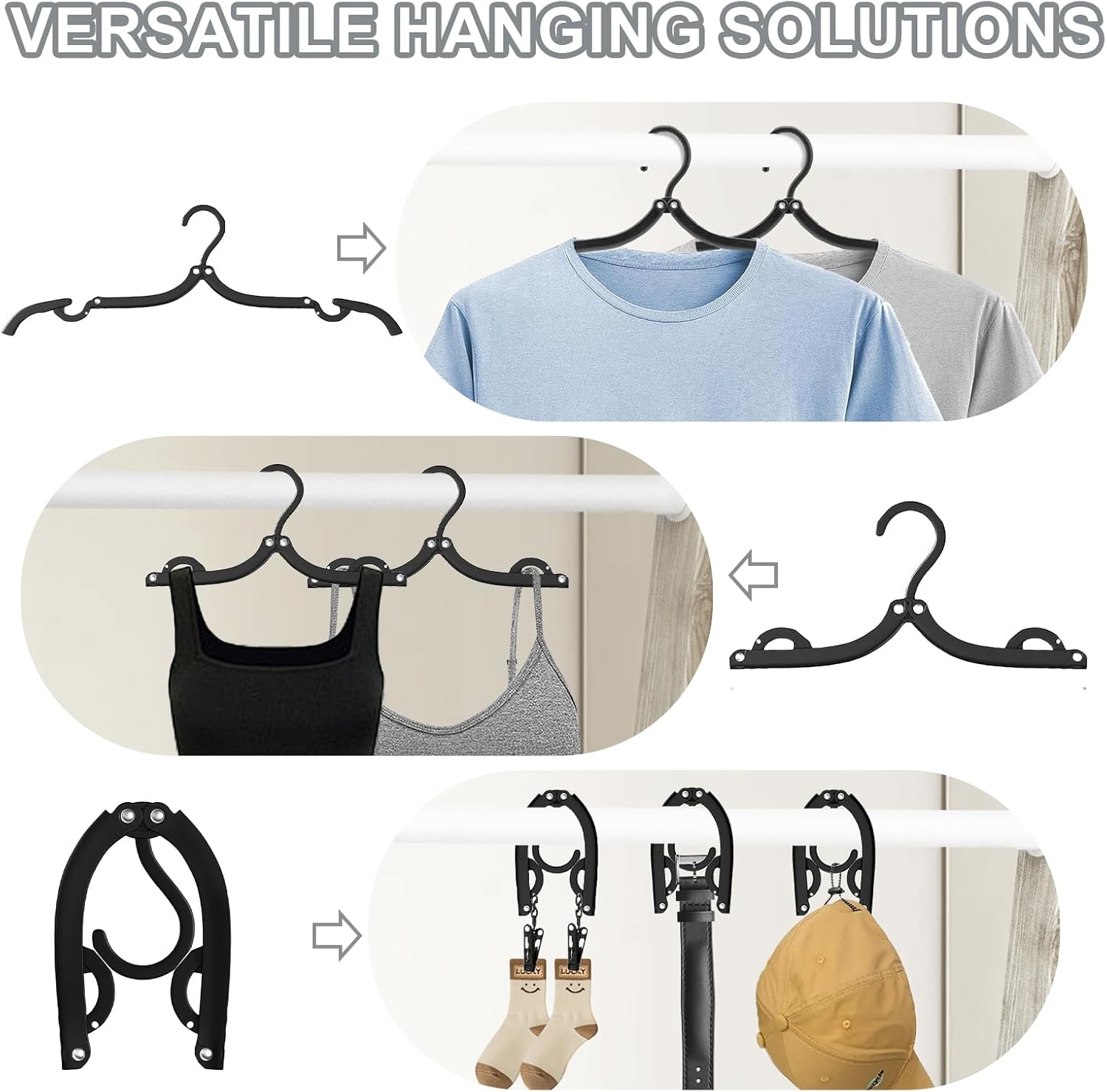 Folding Travel Hangers 12 Pack - Portable Cruise Essentials - Lightweight Collapsible Clothes Hangers for Travel Accessories - Image 2