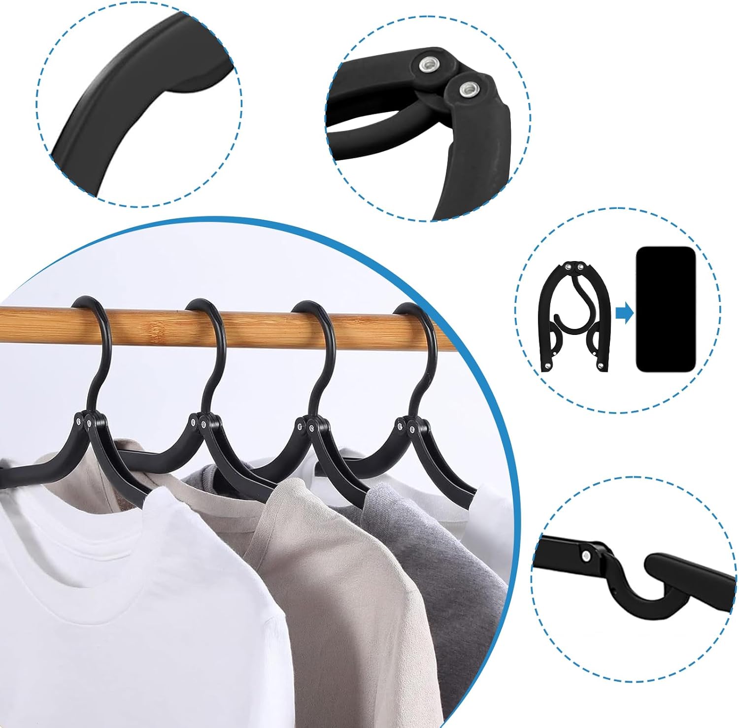 Folding Travel Hangers 12 Pack - Portable Cruise Essentials - Lightweight Collapsible Clothes Hangers for Travel Accessories - Image 3