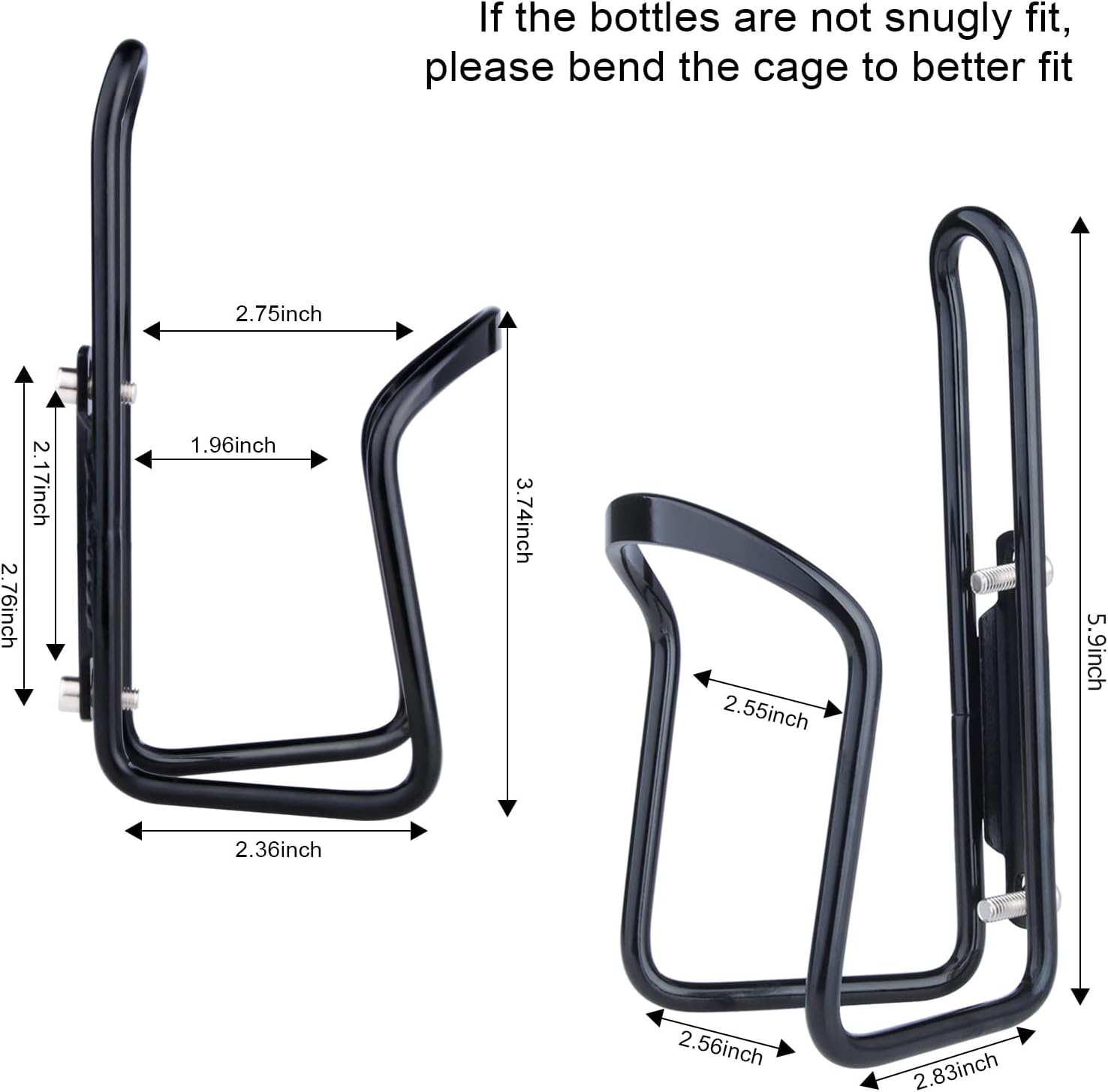 Aluminium Bicycle Water Bottle Cage Universal 70-76mm Mount Lightweight Black with Screws - Image 4