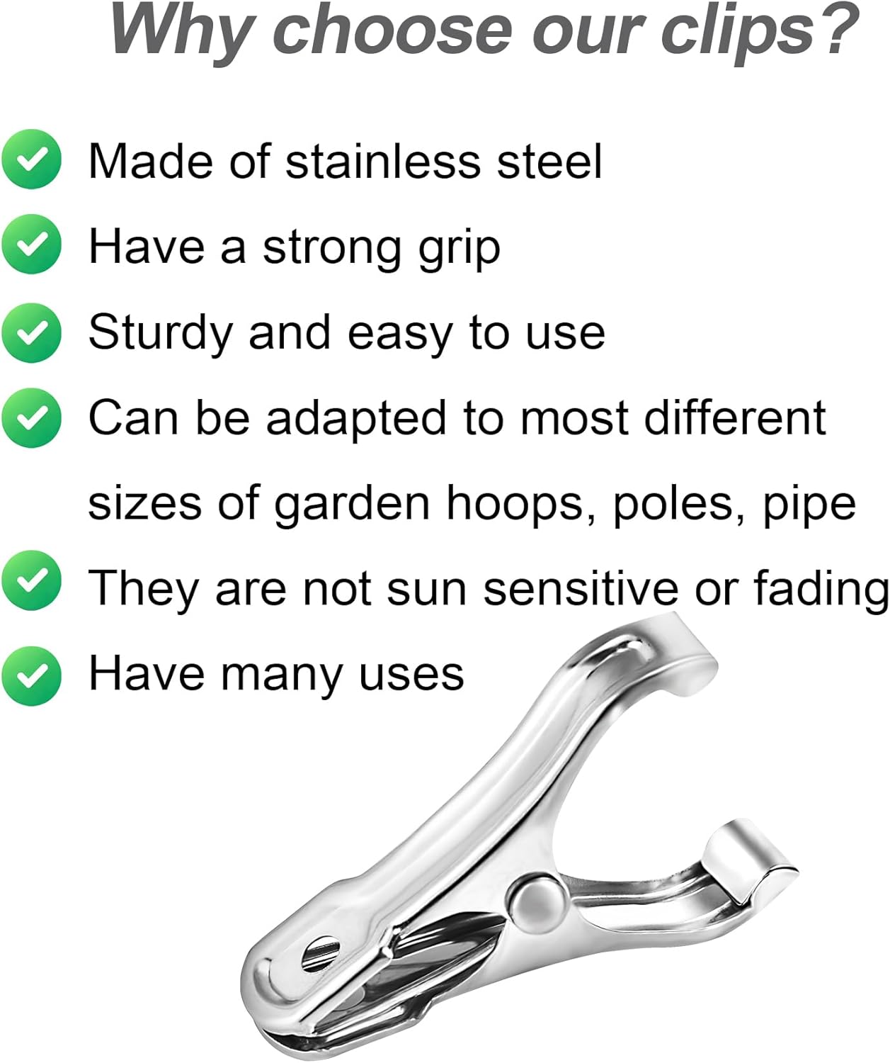 40 Pack Stainless Steel Plant Clips Strong Grip Garden Clamps for Greenhouse Netting Plant Support Greenhouse Accessories - Image 4
