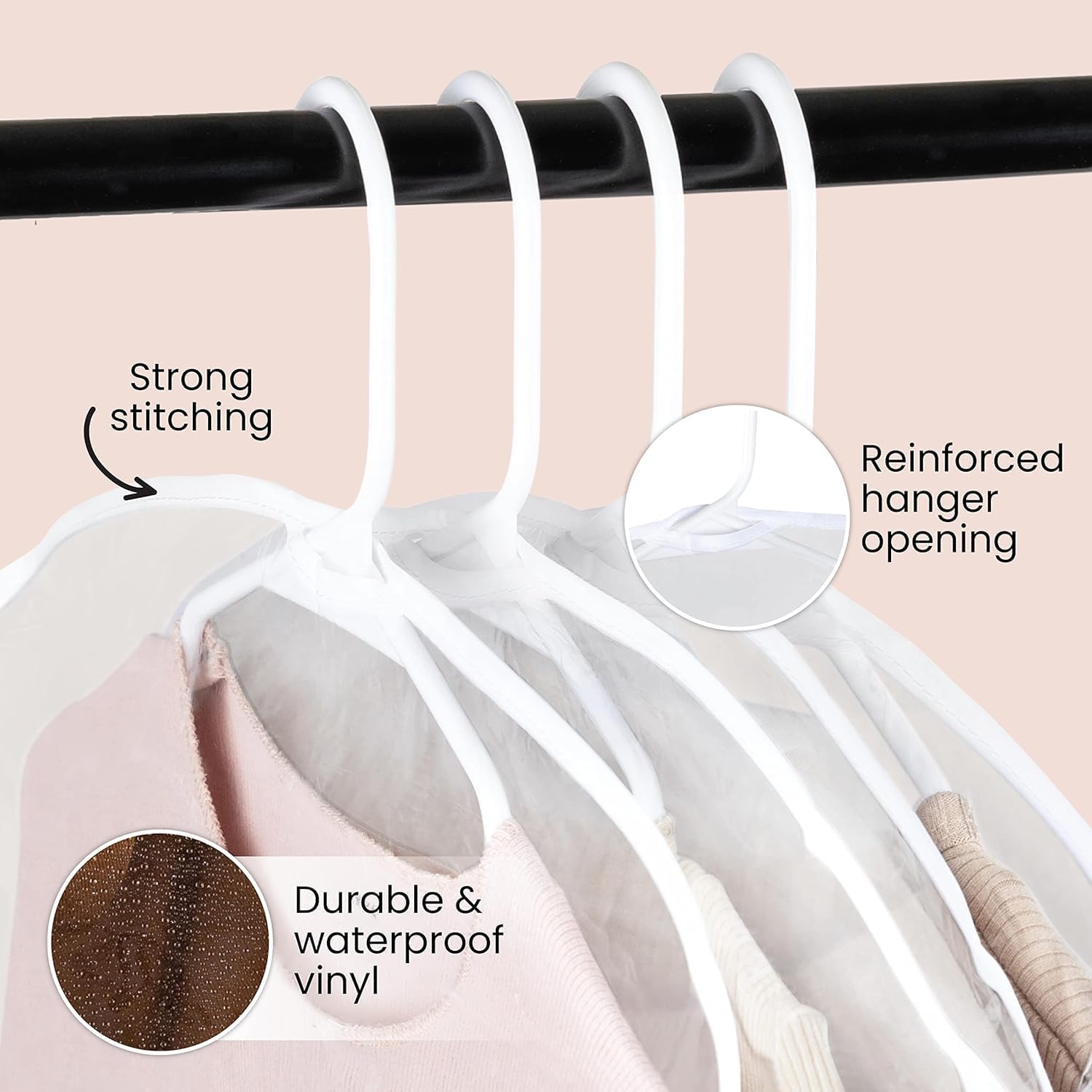 12 Pack Transparent Dustproof Garment Bags 60x30cm Wardrobe Organizer Storage Covers - Image 2