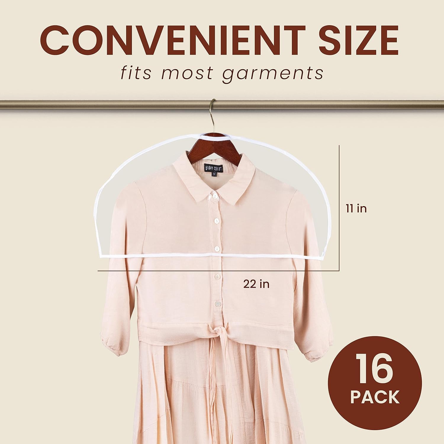 12 Pack Transparent Dustproof Garment Bags 60x30cm Wardrobe Organizer Storage Covers - Image 3
