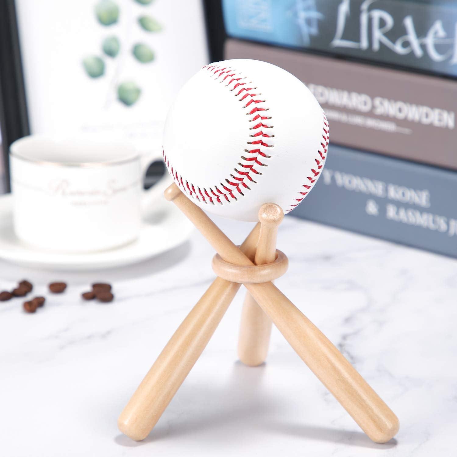 Baseball Ring Holder Stand - Natural Wood Finish - Bat Display Stand - Baseball Gift - Sports Decor - Wooden Display Rack - Ideal for Collectors & Enthusiasts - Perfect for Showrooms & Home Decor - Image 6