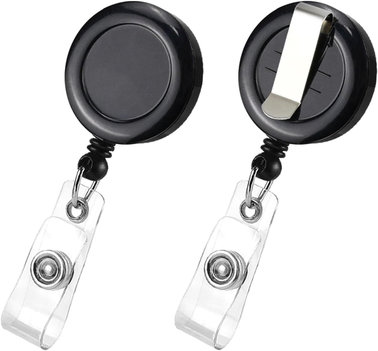2 Pack Black Retractable ID Badge Holders with Belt Clip for Teachers Students Office Staff - Image 1
