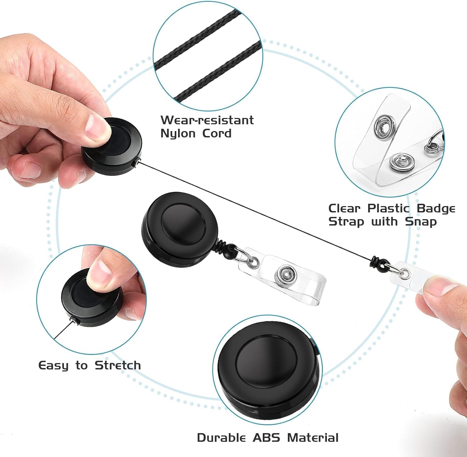 2 Pack Black Retractable ID Badge Holders with Belt Clip for Teachers Students Office Staff - Image 4