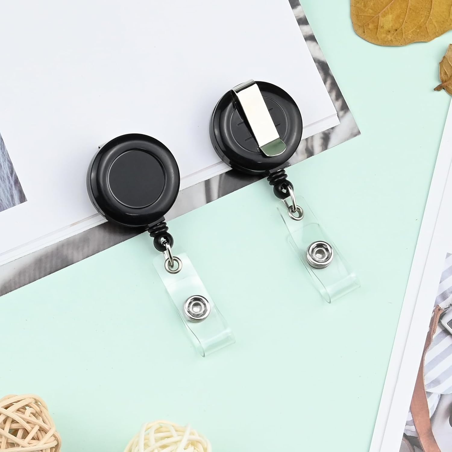 2 Pack Black Retractable ID Badge Holders with Belt Clip for Teachers Students Office Staff - Image 6
