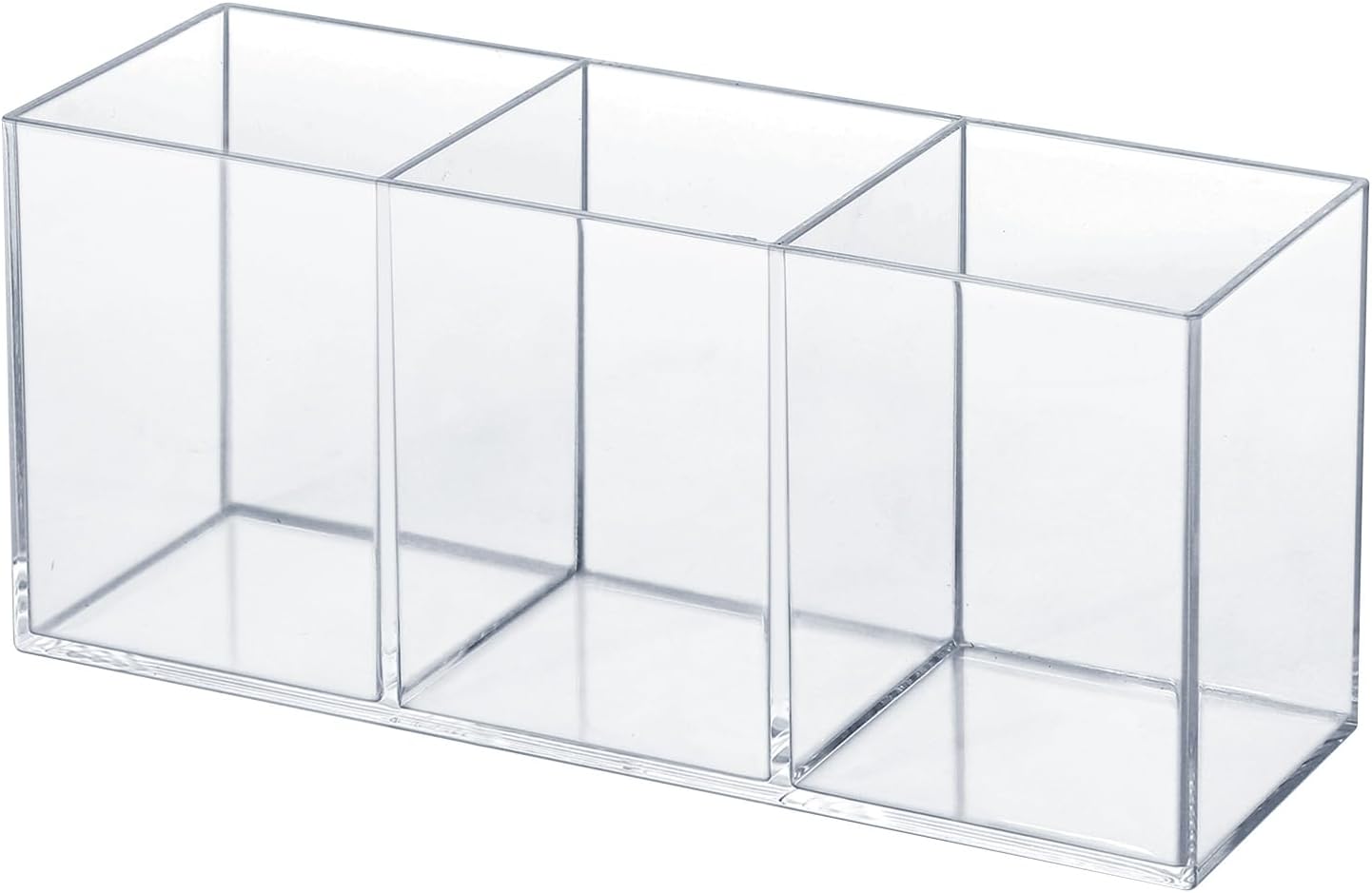 Transparent Pen Holder Desk Organizer - Pencil Marker Paperclip Storage Container - Plastic Stationery Organiser for Office Bedroom Bathroom - Image 1