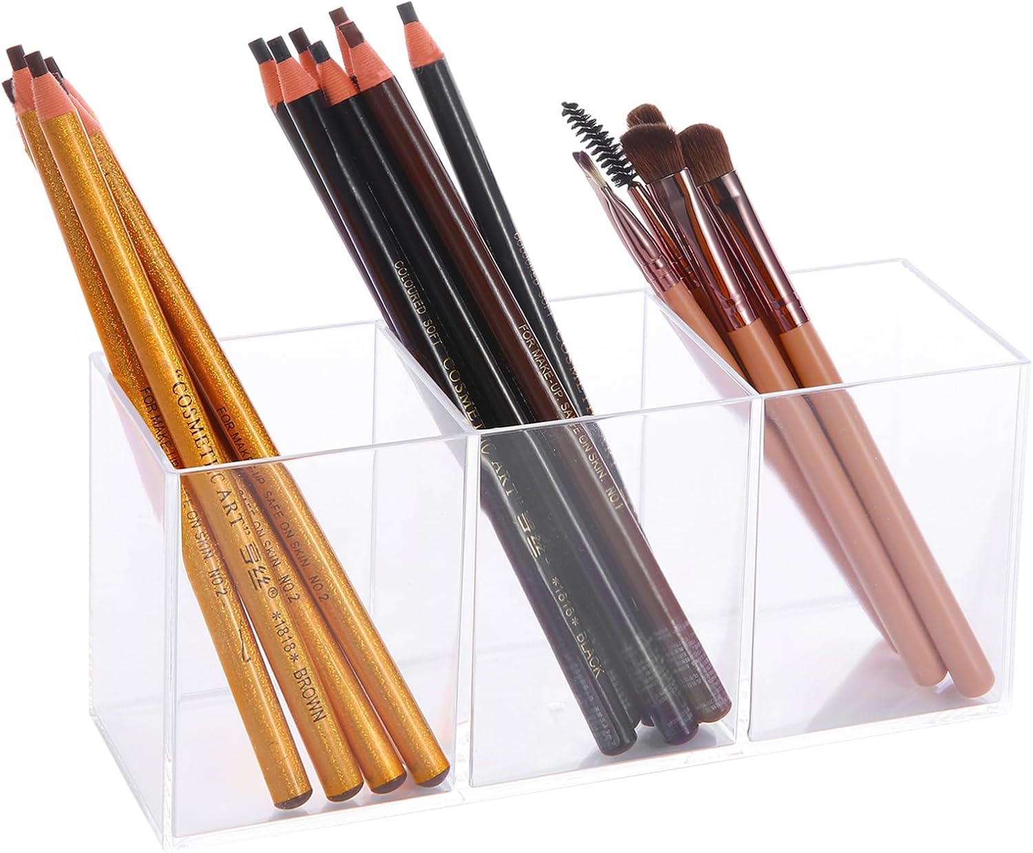 Transparent Pen Holder Desk Organizer - Pencil Marker Paperclip Storage Container - Plastic Stationery Organiser for Office Bedroom Bathroom - Image 4