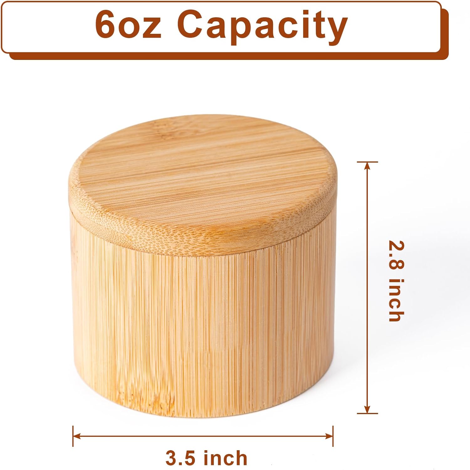 Bamboo Salt Grinder with Magnetic Rotating Lid Round Salt Container for Storing Salt Pepper Sugar and Spices 1 Piece - Image 2