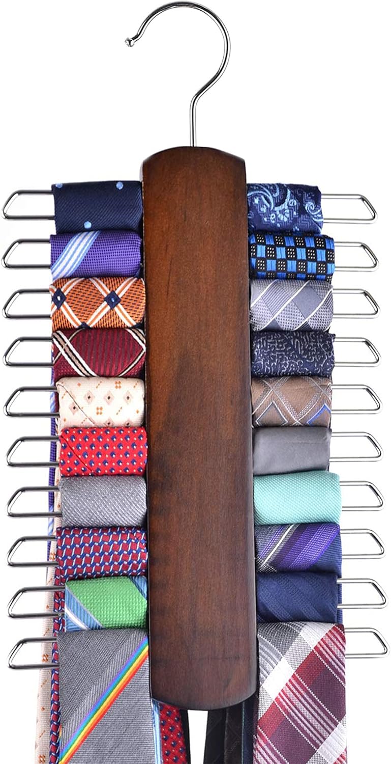 Wooden Belt and Scarf Hanger - Keep Wardrobe Organized & Tidy - Anti-Slip & Scratch-Resistant Storage - 1 Piece - Image 1