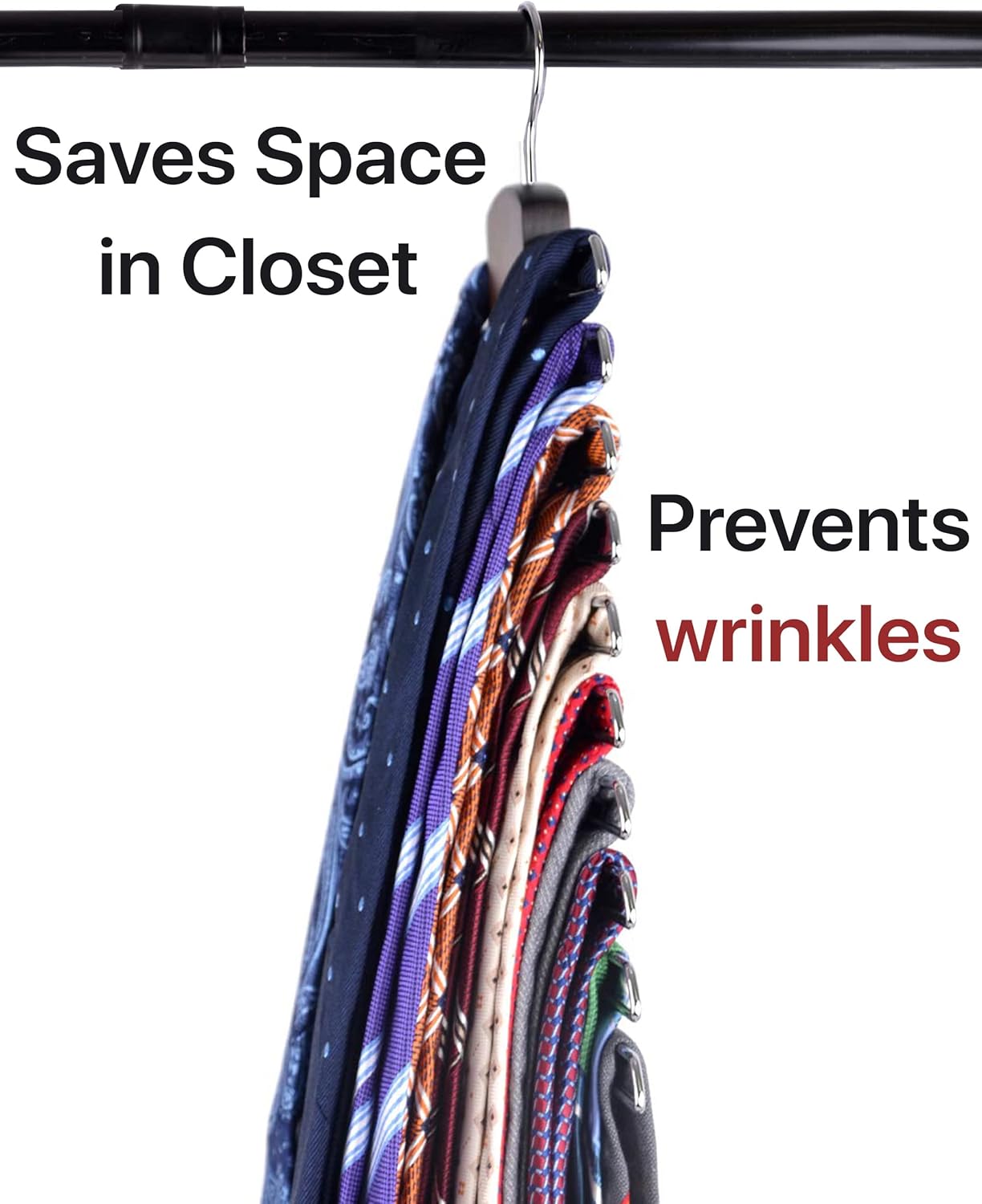 Wooden Belt and Scarf Hanger - Keep Wardrobe Organized & Tidy - Anti-Slip & Scratch-Resistant Storage - 1 Piece - Image 2