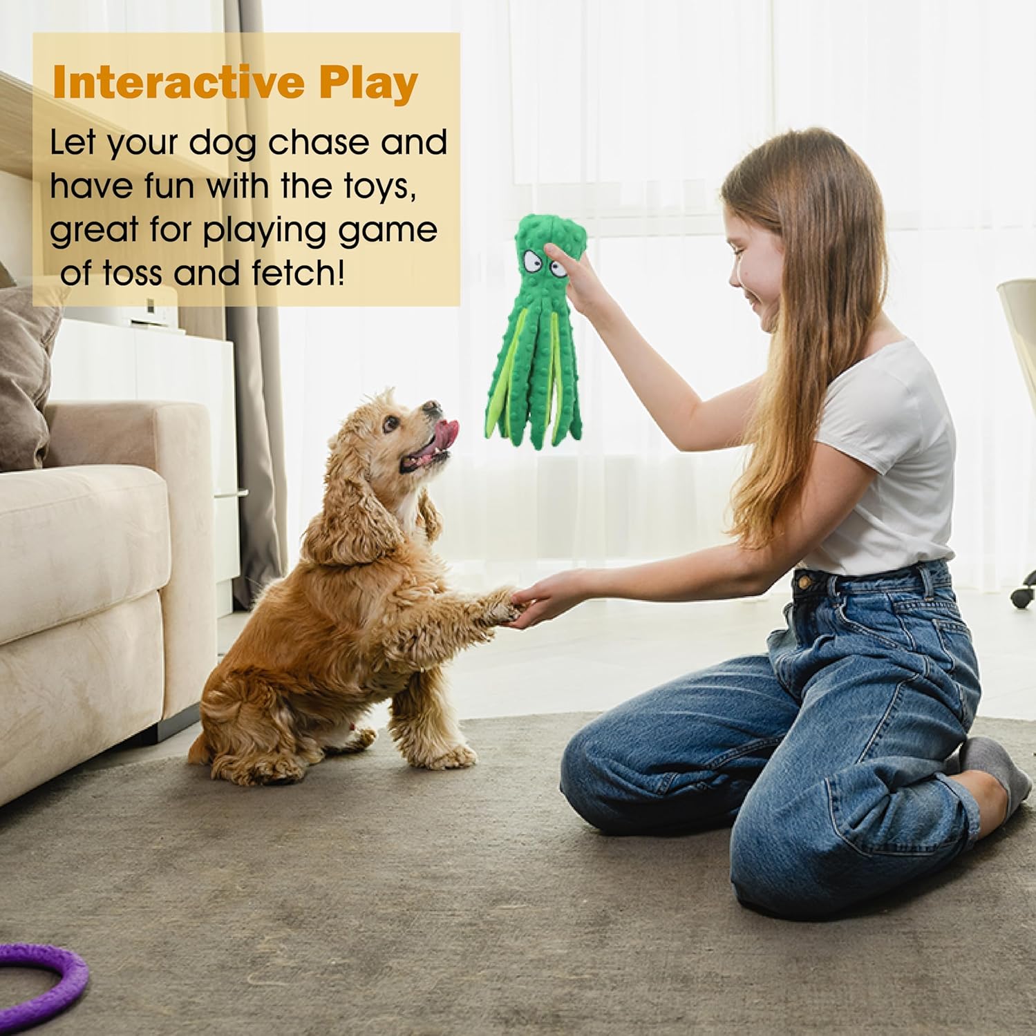 2-Pack Squeaky Plush Dog Toys for Chewers Puppy Teething Durable Interactive Chew Toys for Small Medium Large Dogs Training and Boredom Relief - Image 4