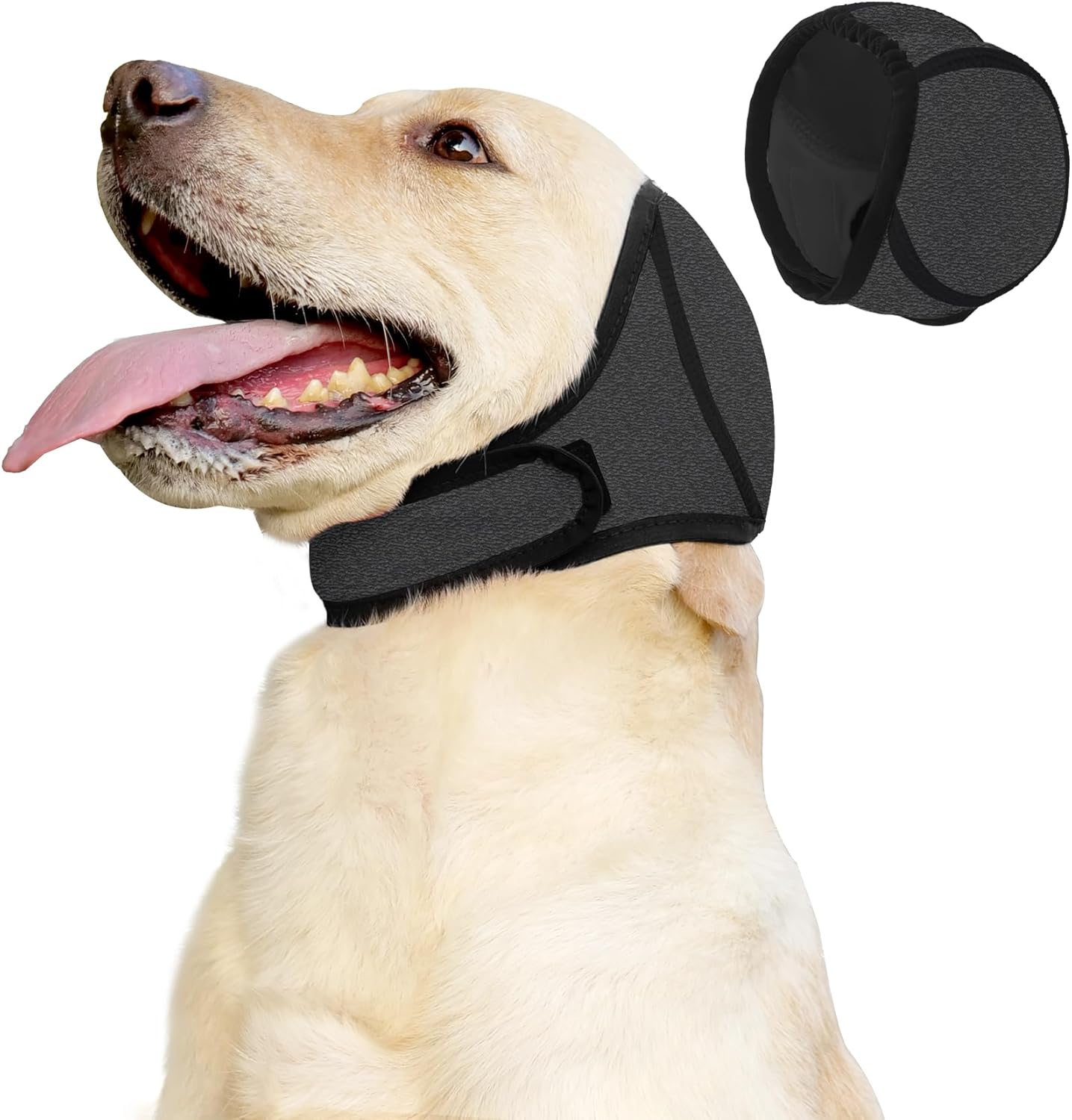 Dog Ear Covers Grey L-Shaped Soundproof No Cap Elastic Waterproof for Hematomas Bathing Drying Swimming Grooming Head Coverage - Image 1