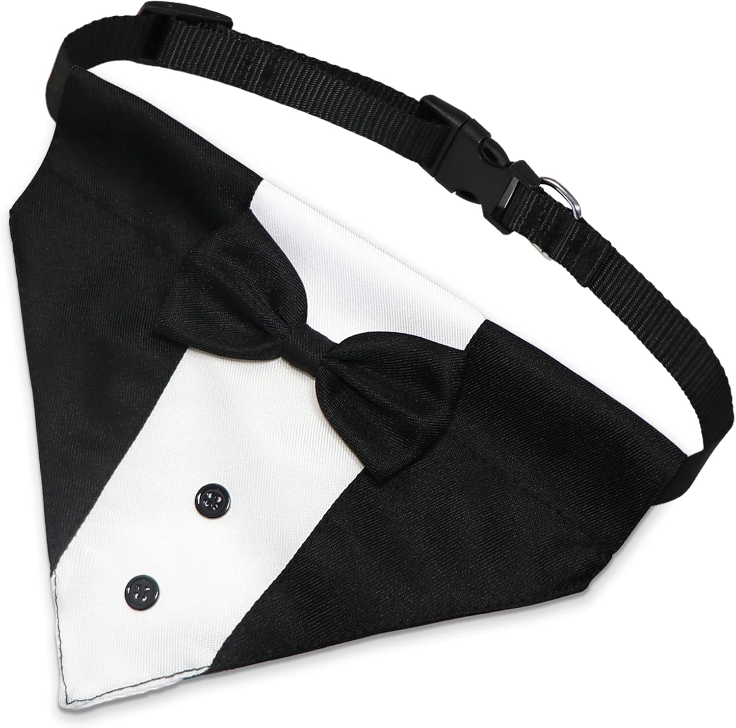 Formal Dog Smoking Set Collar Neckband Adjustable 12.5-21 Inch Black Formal Dog Dress for Wedding Engagement Birthday Fits Small Medium Large Dogs and Other Pets - Image 2
