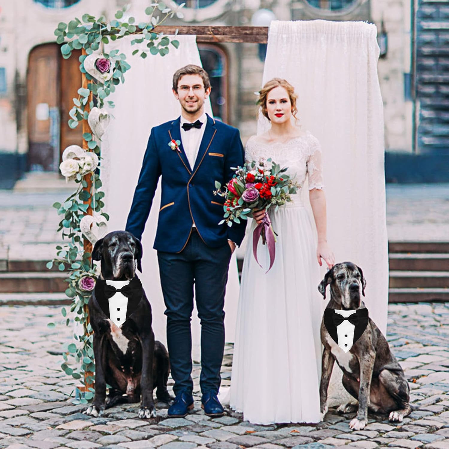 Formal Dog Smoking Set Collar Neckband Adjustable 12.5-21 Inch Black Formal Dog Dress for Wedding Engagement Birthday Fits Small Medium Large Dogs and Other Pets - Image 5