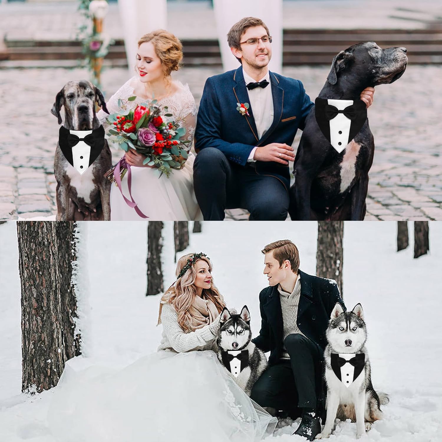 Formal Dog Smoking Set Collar Neckband Adjustable 12.5-21 Inch Black Formal Dog Dress for Wedding Engagement Birthday Fits Small Medium Large Dogs and Other Pets - Image 6