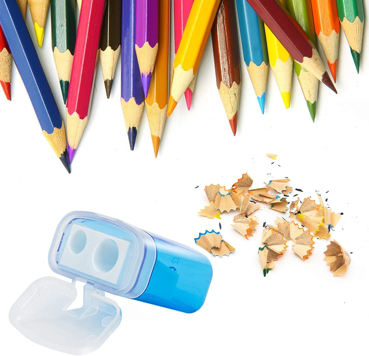 24 Pack Kids Pencil Sharpeners Small Handheld Dual Hole with Lid for Children Students - Image 2