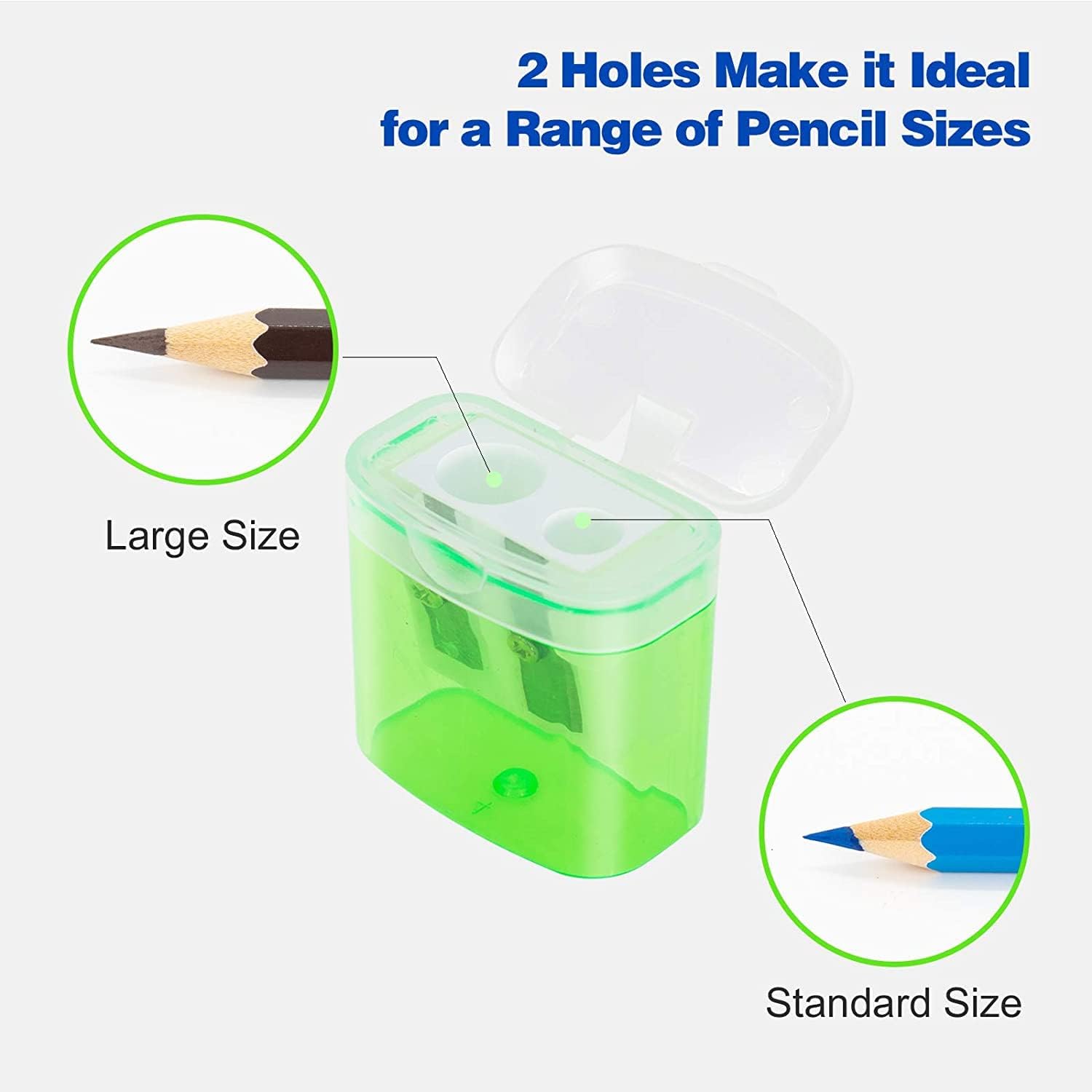 24 Pack Kids Pencil Sharpeners Small Handheld Dual Hole with Lid for Children Students - Image 5