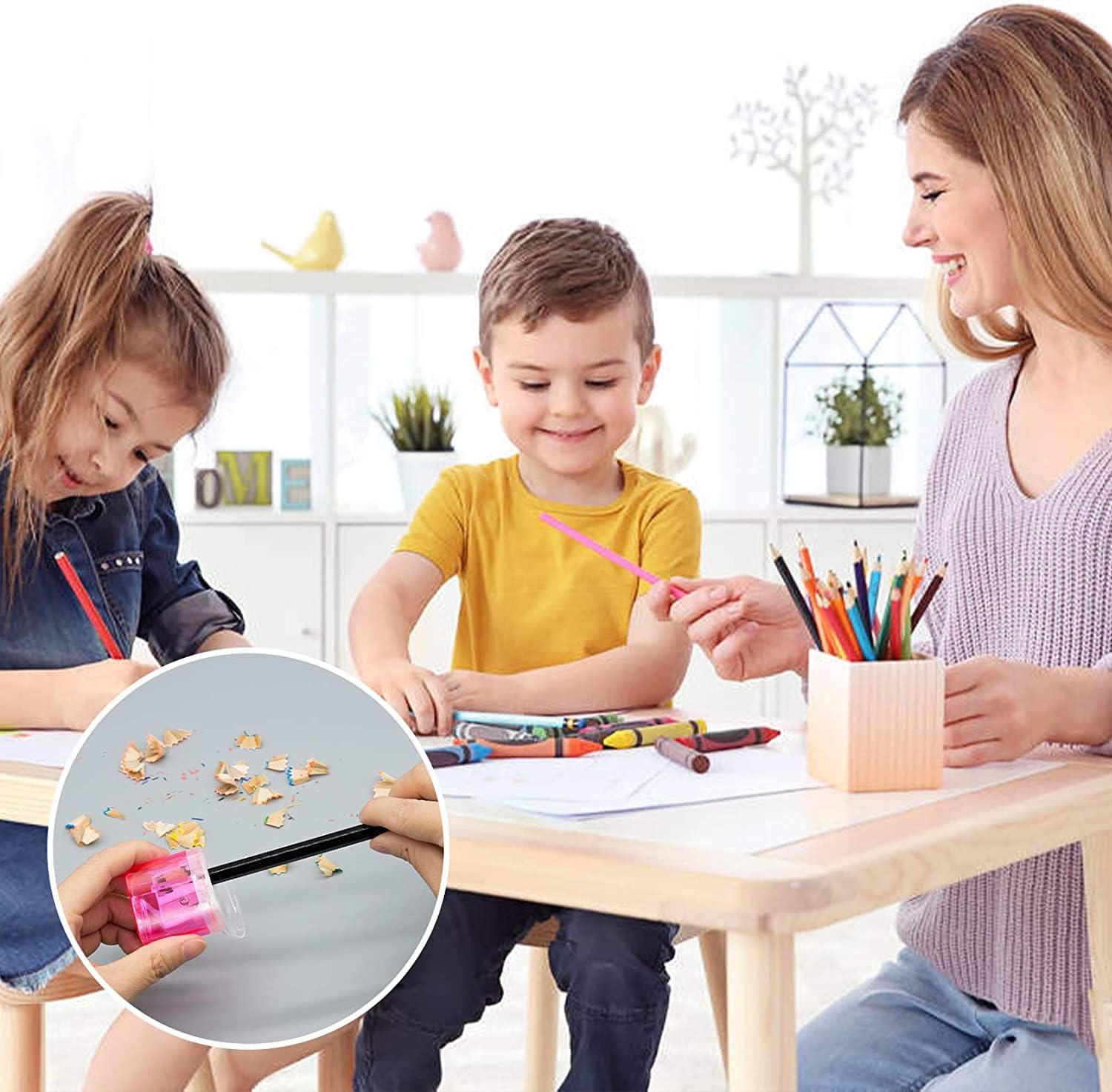 24 Pack Kids Pencil Sharpeners Small Handheld Dual Hole with Lid for Children Students - Image 7