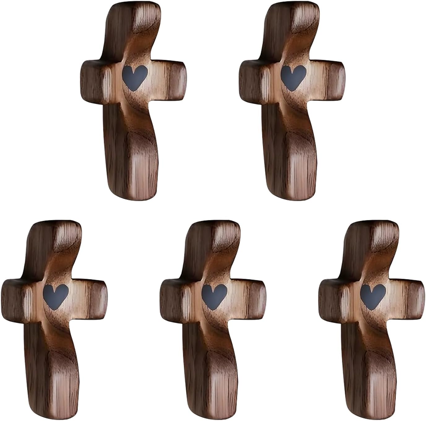 Black Cross Ornaments Set of 5 Wooden Cross Crafts Perfect Gift Idea - Image 1