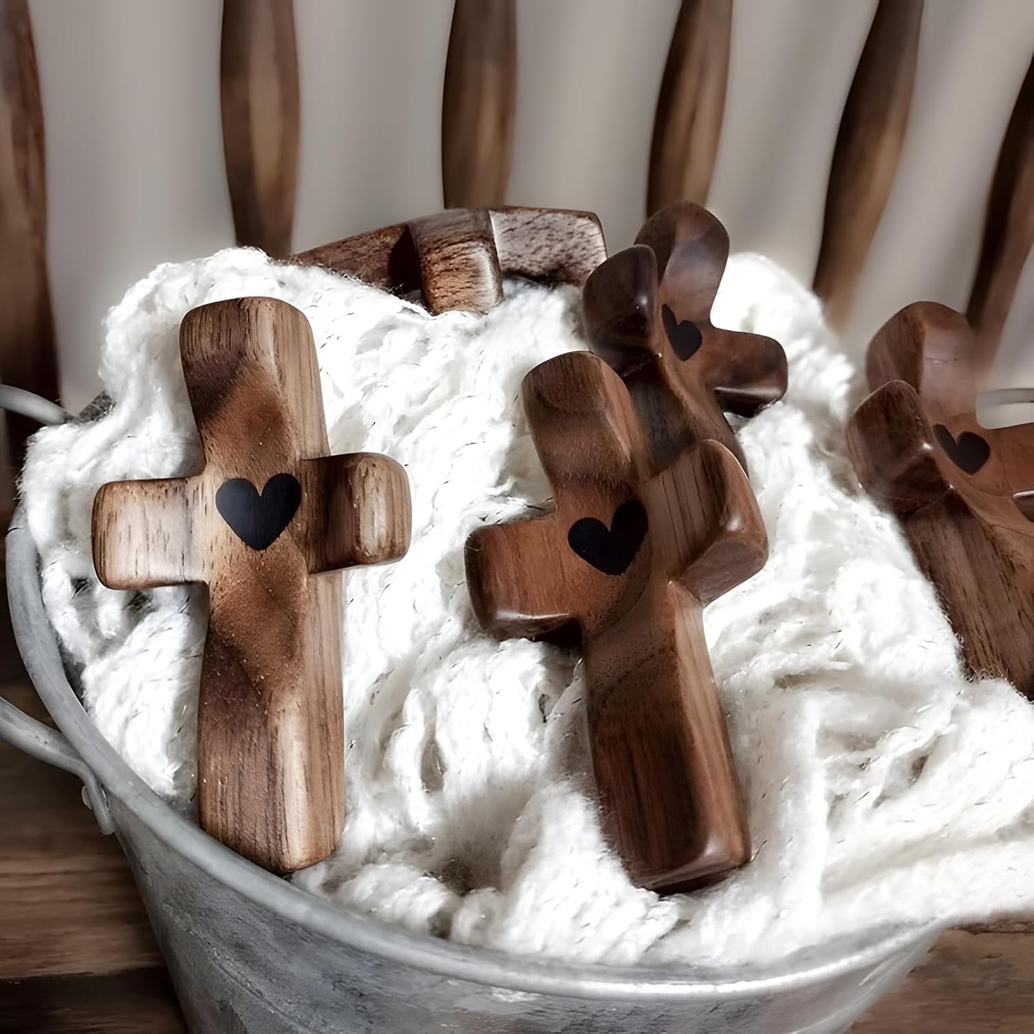 Black Cross Ornaments Set of 5 Wooden Cross Crafts Perfect Gift Idea - Image 3