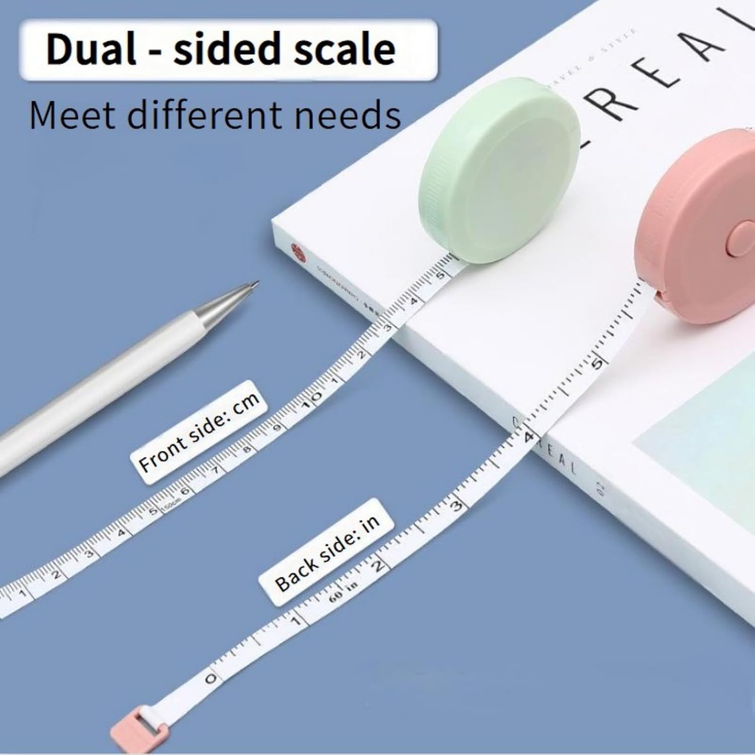 3 Pack Retractable Measuring Tape 150cm Double Sided Flexible for Body Measurements Sewing and Crafts - Image 2
