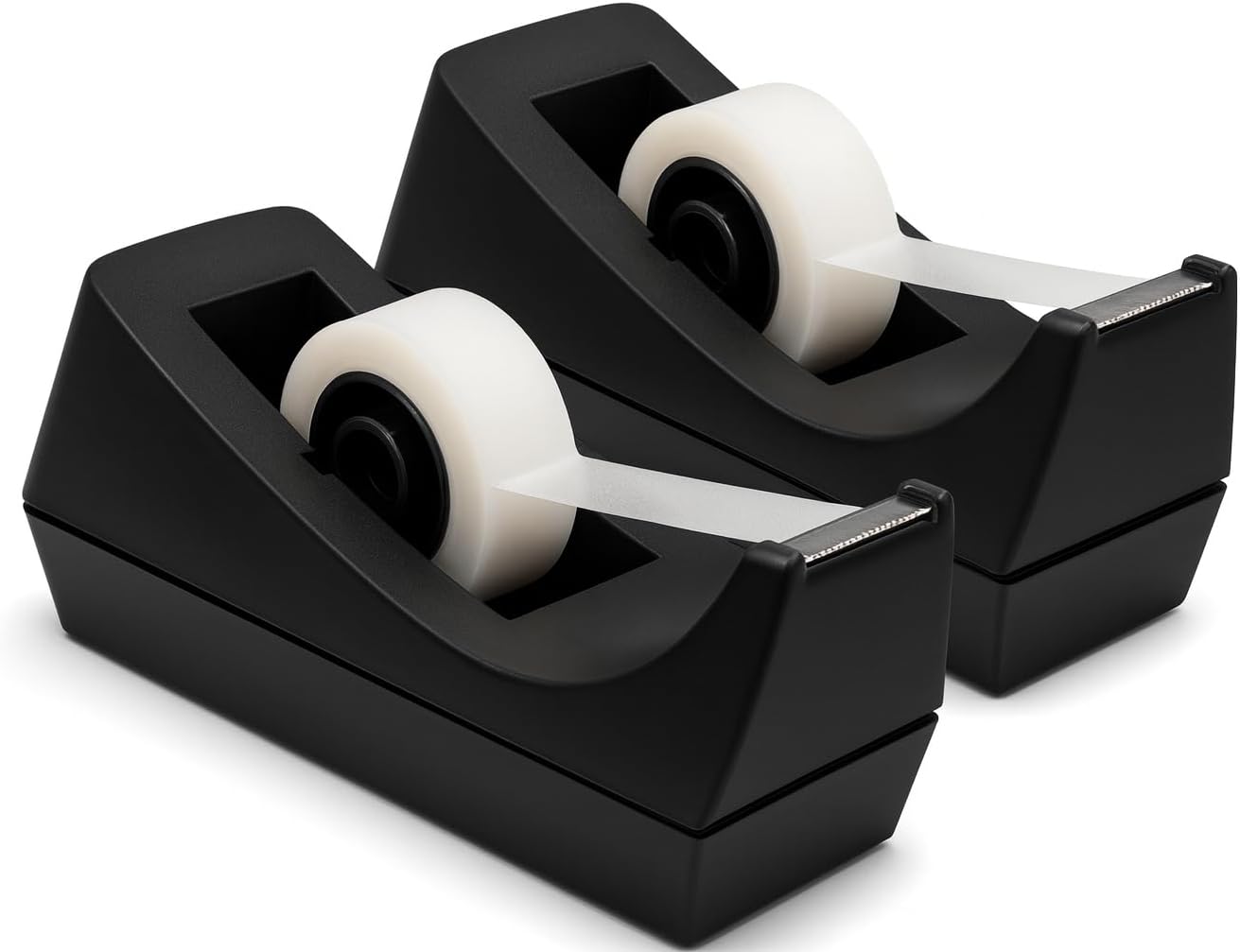 2 Pack Black Tape Dispenser Heavy Duty Desktop Holder with Anti-Slip Base for Office Home School Gift Wrapping (Tape Not Included) - Image 1