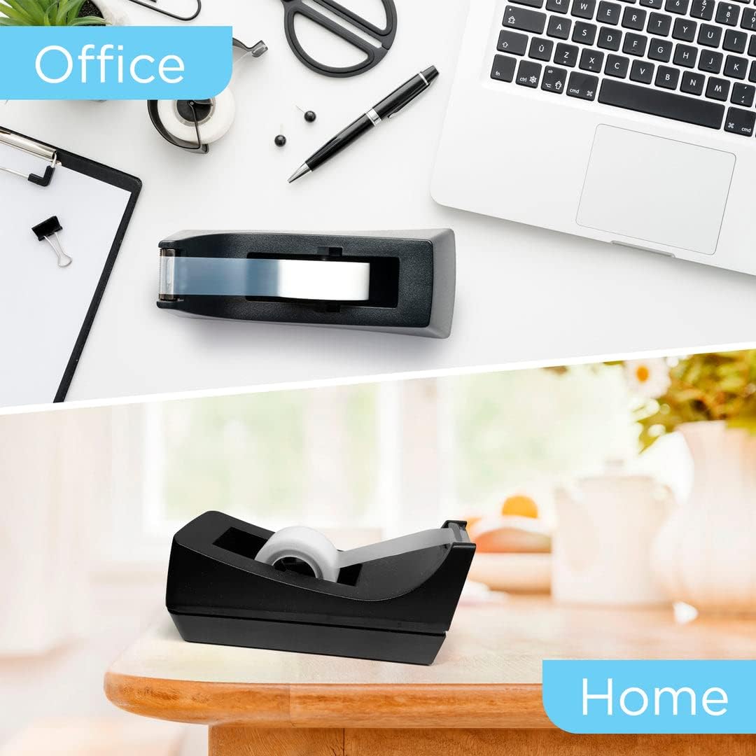2 Pack Black Tape Dispenser Heavy Duty Desktop Holder with Anti-Slip Base for Office Home School Gift Wrapping (Tape Not Included) - Image 5