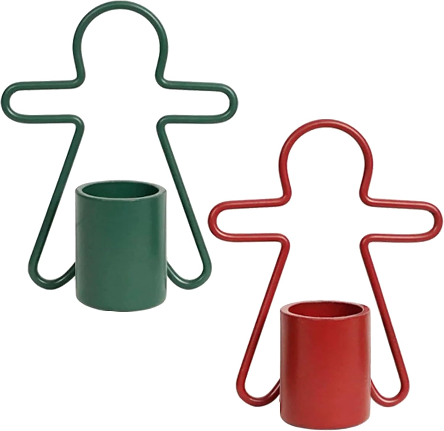 2 Pack Christmas Candles - Gingerbread & Nutcracker Shaped Candles - Arch Design - Red & Green Festive Decor - Perfect Centerpiece or Gift Idea - Image 1