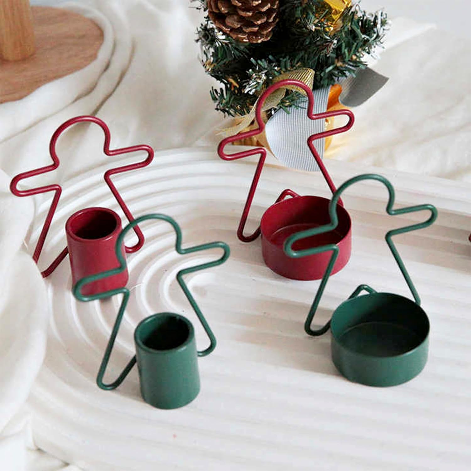 2 Pack Christmas Candles - Gingerbread & Nutcracker Shaped Candles - Arch Design - Red & Green Festive Decor - Perfect Centerpiece or Gift Idea - Image 4