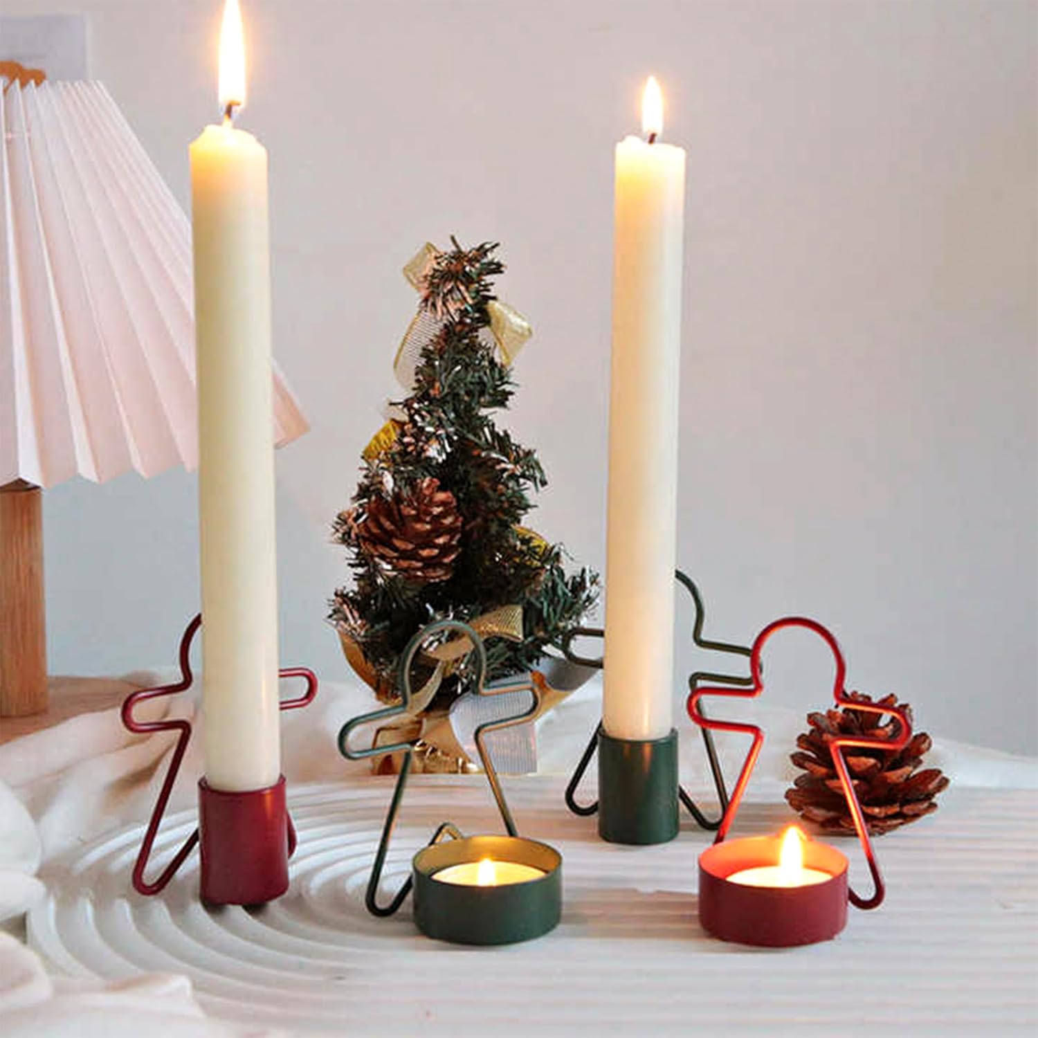 2 Pack Christmas Candles - Gingerbread & Nutcracker Shaped Candles - Arch Design - Red & Green Festive Decor - Perfect Centerpiece or Gift Idea - Image 5