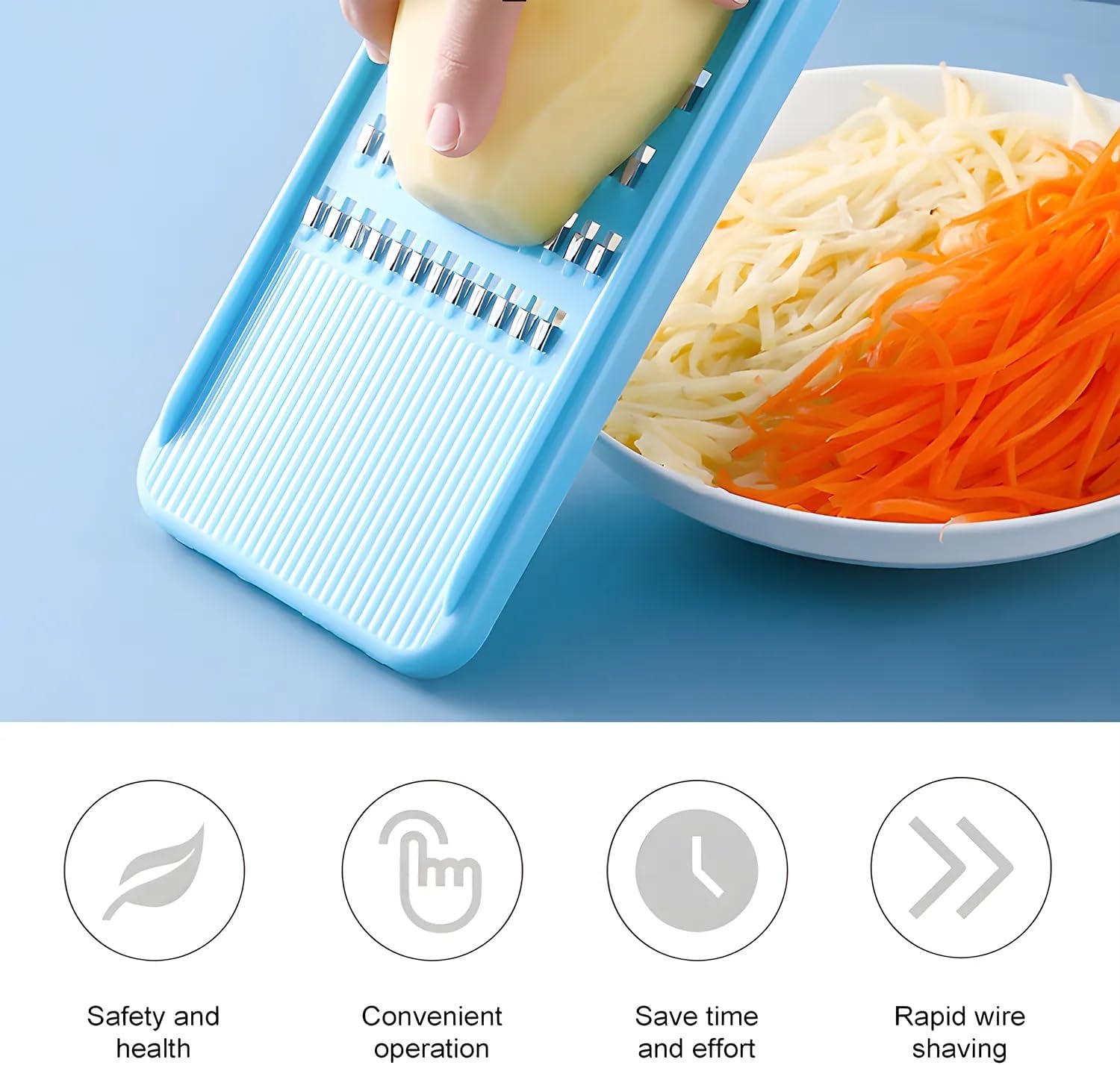 Green Multifunctional Stainless Steel Vegetable Julienne Grater with Anti-Slip Ergonomic Handle for Shredding Slicing Zesting Cheese Citrus - Image 4