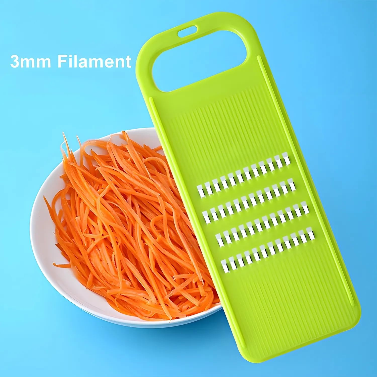 Green Multifunctional Stainless Steel Vegetable Julienne Grater with Anti-Slip Ergonomic Handle for Shredding Slicing Zesting Cheese Citrus - Image 5