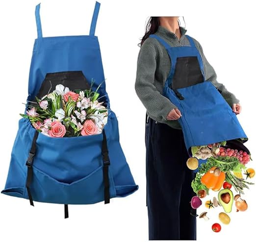1 Piece Blue Fruit Picking Bag Water Resistant Storage Apron for Garden Fruits and Vegetables Suitable for Outdoor Orchards - Image 1