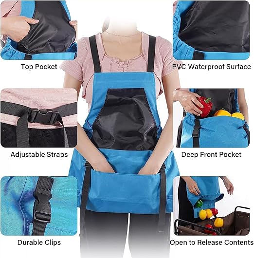 1 Piece Blue Fruit Picking Bag Water Resistant Storage Apron for Garden Fruits and Vegetables Suitable for Outdoor Orchards - Image 3