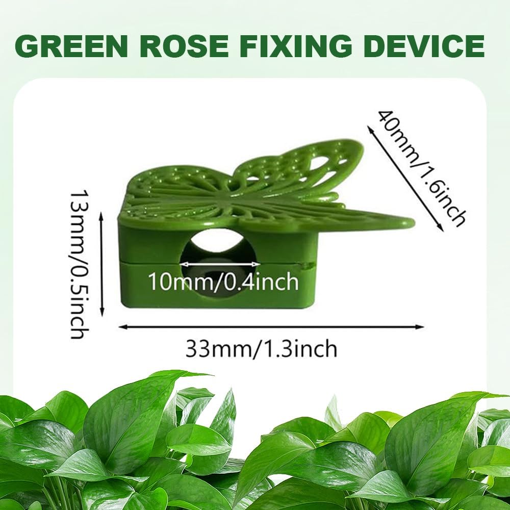 30 Green Butterfly Leaf Plant Clips Invisible Wall Plant Support Hooks Vinyl Cross Brackets for Indoor Outdoor Climbing Plants - Image 2